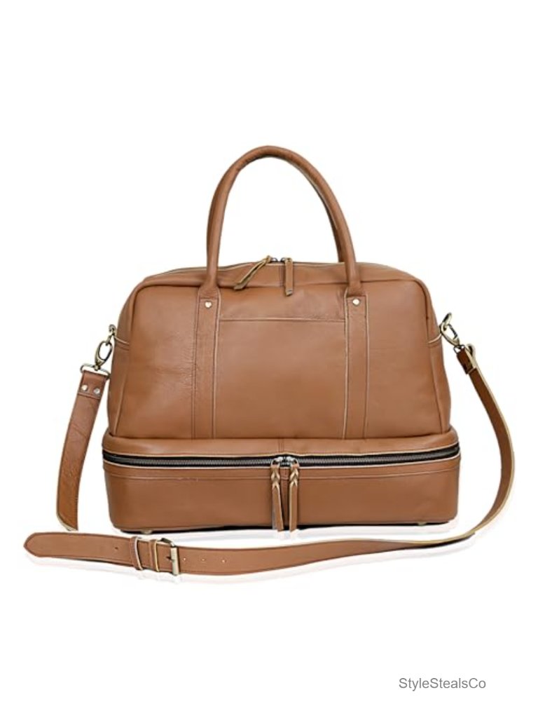Genuine Hair-On Cowhide Leather Duffel Bag - Weekender Travel Overnight Gym Bag